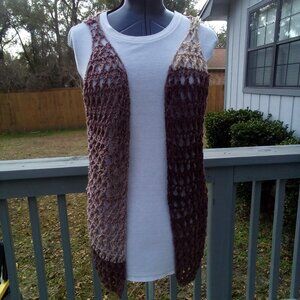 Handed Crafted crossroads Vest, color Brown and Tan, Size Large.